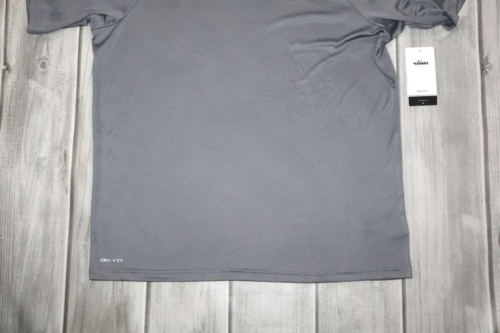 NEW Nike Swim Hydroguard Essential Men's Dri-FIT UV Short Sleeve Top Gray UPF 40